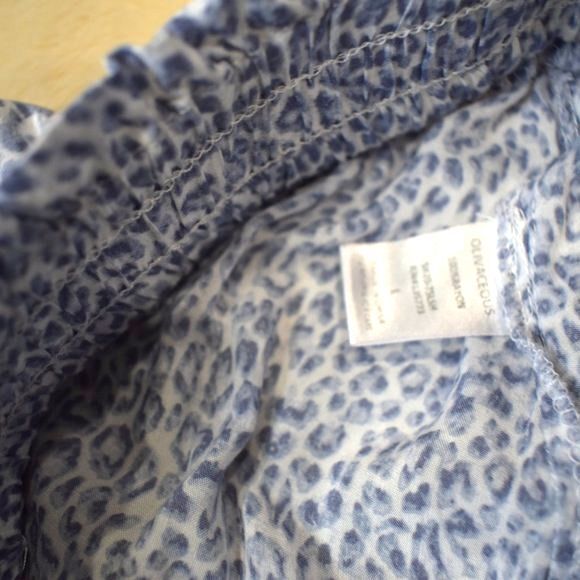 Olivaceous Blue Leopard Tiered Skirt L High Waist Flowy Stretch Boho Trendy - Picture 12 of 13